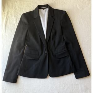 Express Women's Black Notch Lapel One-Button Blazer Suit Jacket Size 6 Regular